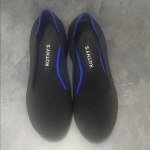 Rothy's women’s Black Loafers with Blue Accent
